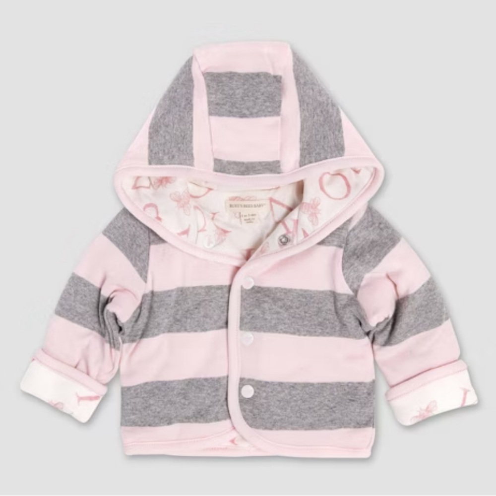 Burt Bees- super soft organic puffer jacket in pink and gray